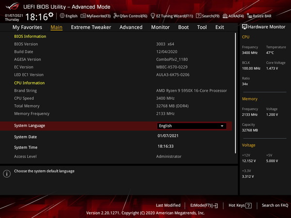 ASUS ROG Crosshair VIII Dark Hero_BIOS_1