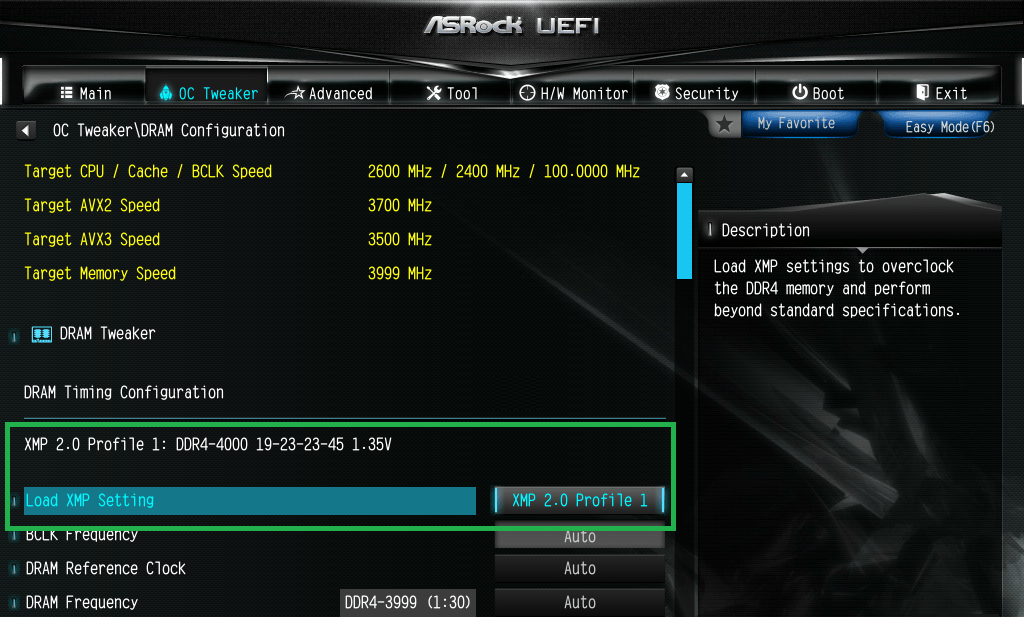 Corsair Vengeance SODIMM CMSX32GX4M4X4000C19_BIOS_XMP