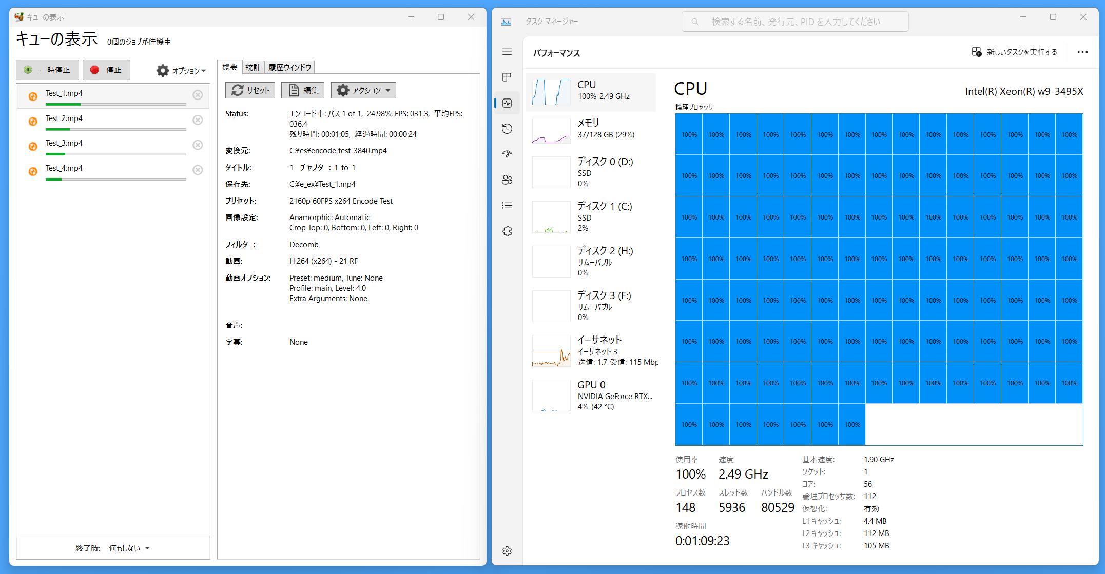 Intel Xeon w9-3495X_Processor Group_encode_x264_x4