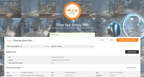 PowerColor Red Devil AMD Radeon RX 6800XT_TimeSpy Stress Test
