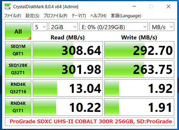 ProGrade Digital SDXC UHS-II COBALT 300R 256GB_CDM8_uPG