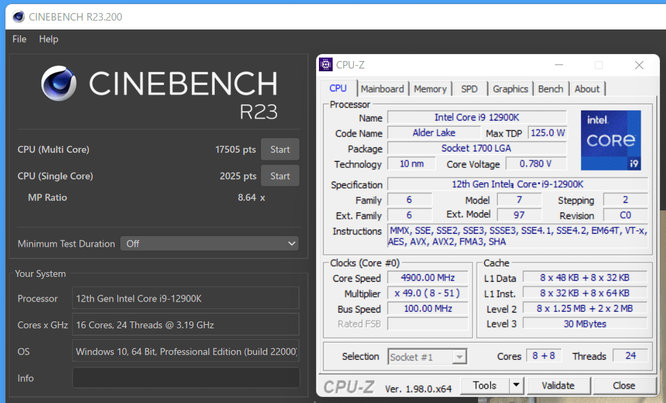 Intel Core i9 12900K_PL-65W_Cinebench R23