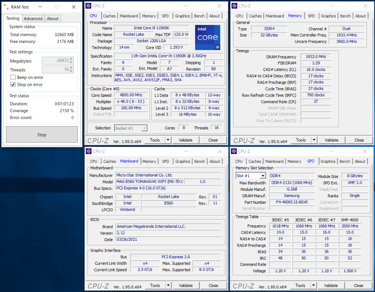 MSI MAG B560 TOMAHAWK WIFI_11900K_memtest_3866_c16_g1