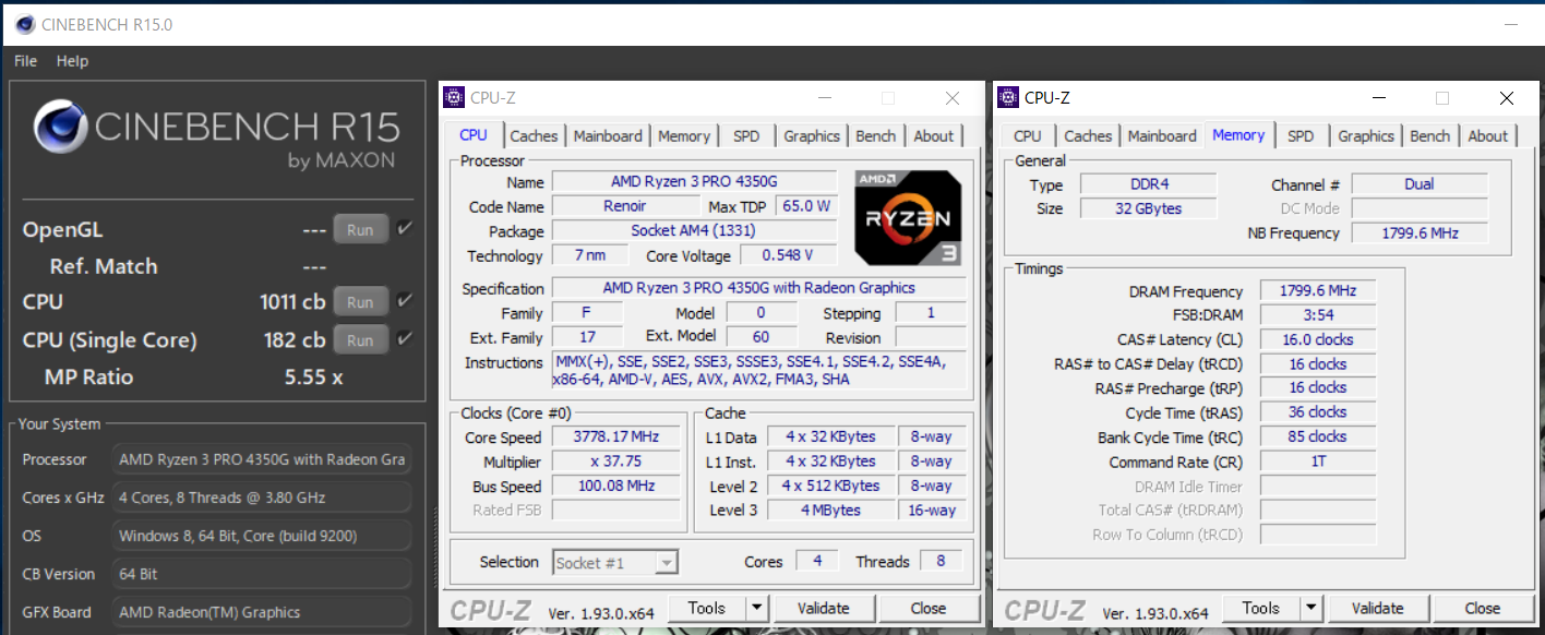 AMD Ryzen 3 PRO 4350G_Cinebench R15