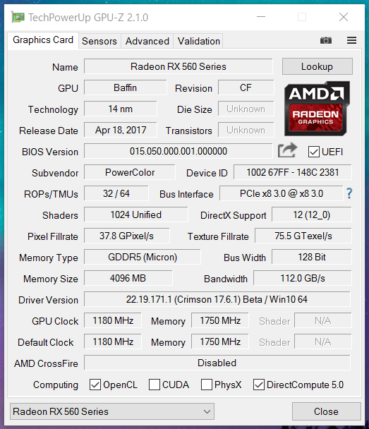 玄人志向 RD-RX560-E4GB_gpu-z