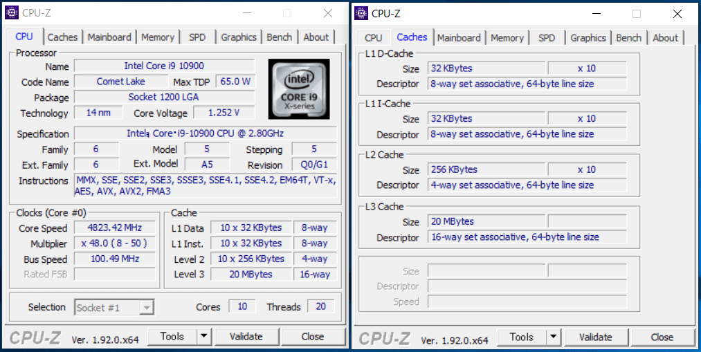Intel Core i9 10900_CPU-Z