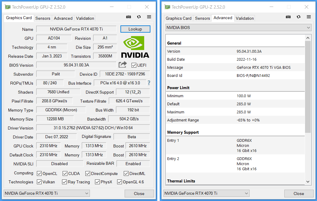 Palit GeForce RTX 4070 Ti GameRock Premium_QPU-Z_QM