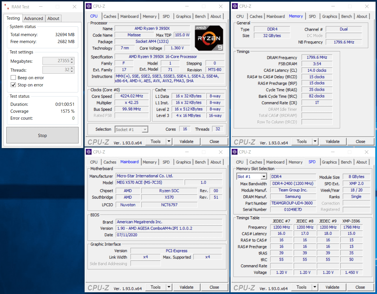 Team T-FORCE Xtreem ARGB TF10D416G3600HC14CDC01_x2_X570_test