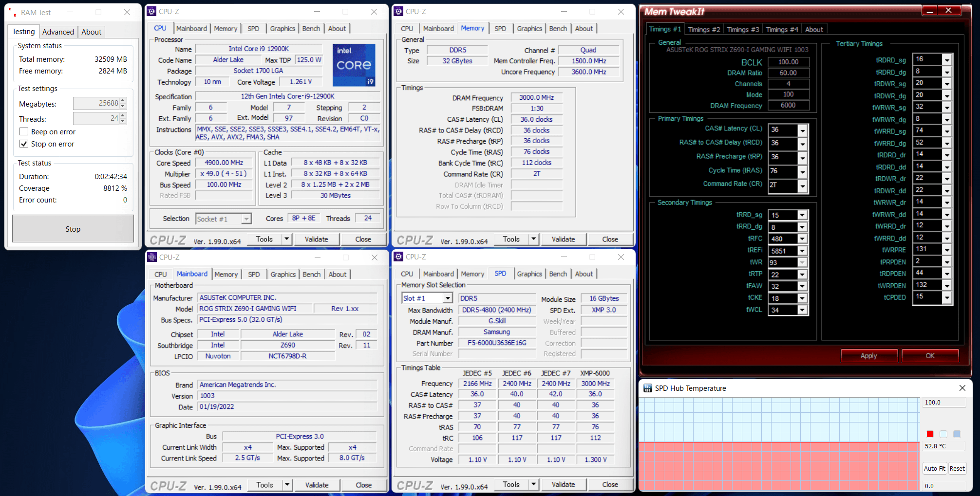 ASUS ROG STRIX Z690-I GAMING WIFI_12900K_mem_6000_C36