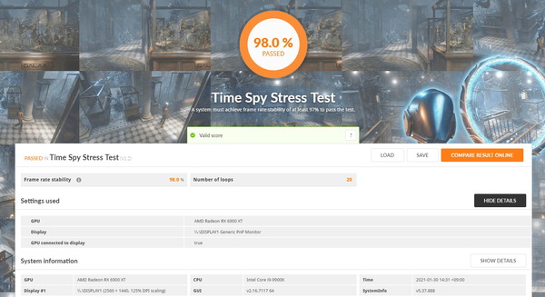 SAPPHIRE NITRO+ Radeon RX 6900 XT_TimeSpy Stress Test