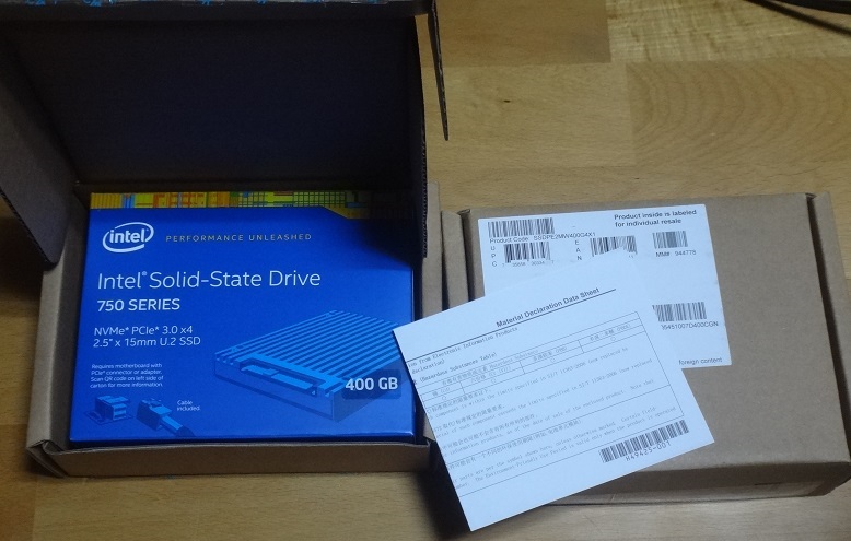 2.5インチ版 Intel SSD 750 400GBが届いたのでレビュー : 自作とゲームと趣味の日々