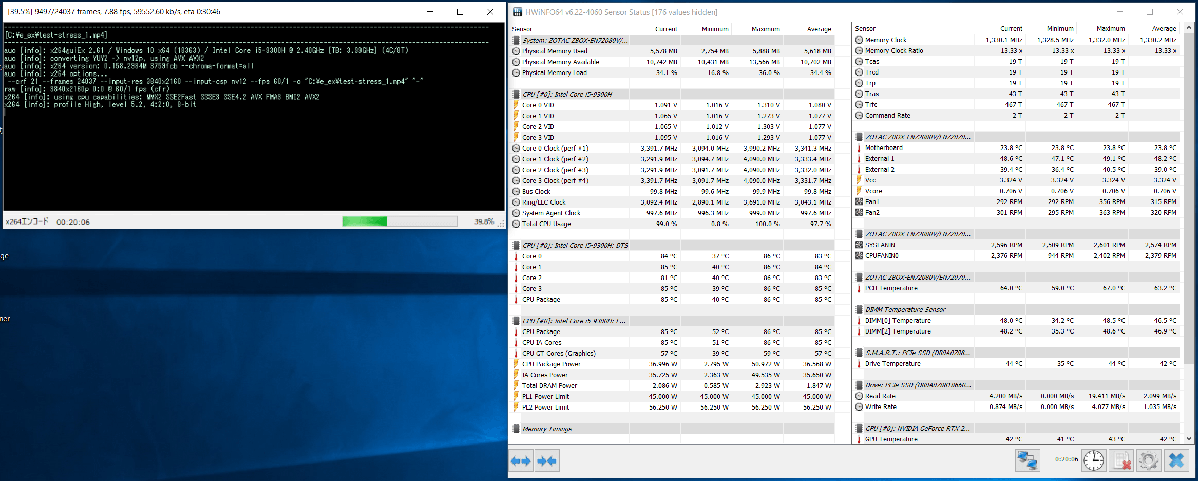 ZOTAC ZBOX Eシリーズ EN52060V_temp_cpu_stress
