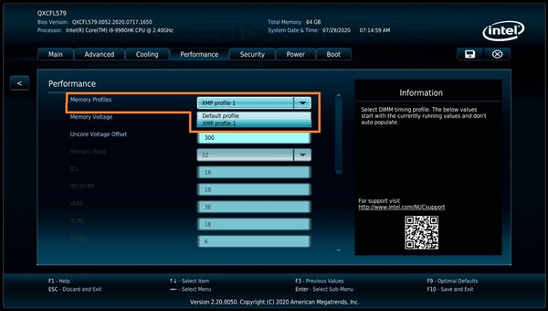 Intel NUC 9 Extreme Kit NUC9i9QNX_BIOS_5_4_Perf_mem-XMP