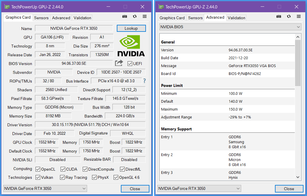 Palit GeForce RTX 3050 Dual OC_GPU-Z