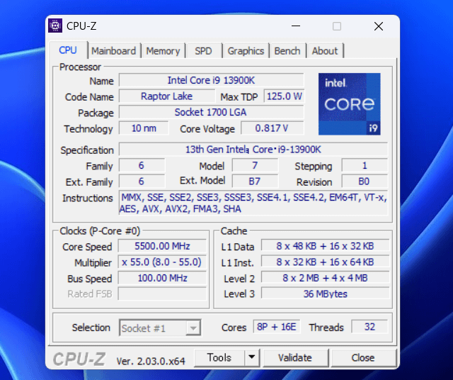 Intel Core i9 13900K_CPU-Z