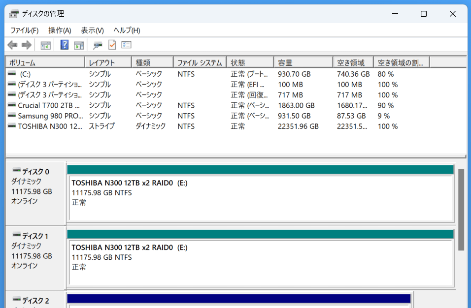 TOSHIBA N300 NAS HDD 12TB x2 RAID0_Volume (2)