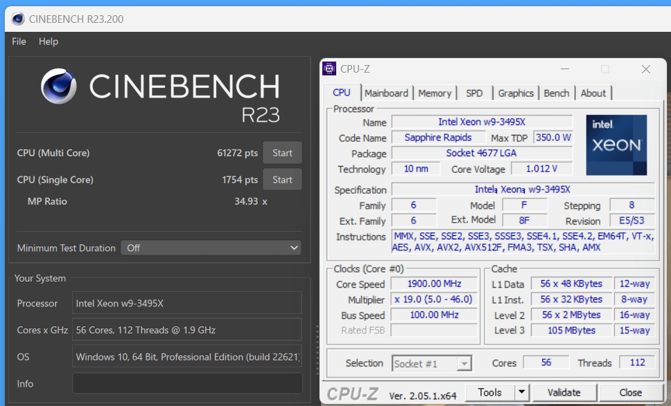 Intel Xeon w9-3495X_Cinebench R23