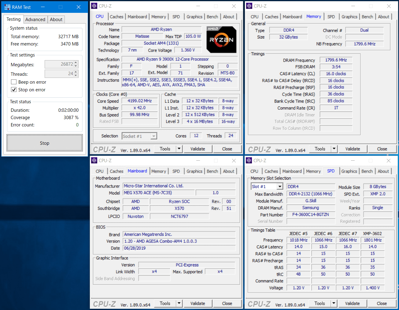 F4-3600C14Q-32GTZN_MSI MEG X570 ACE_RAM Test_CL16