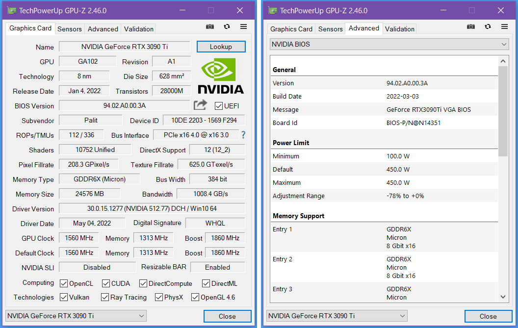 GeForce RTX 3090Ti Palit GameRock OC_GPU-Z_SM