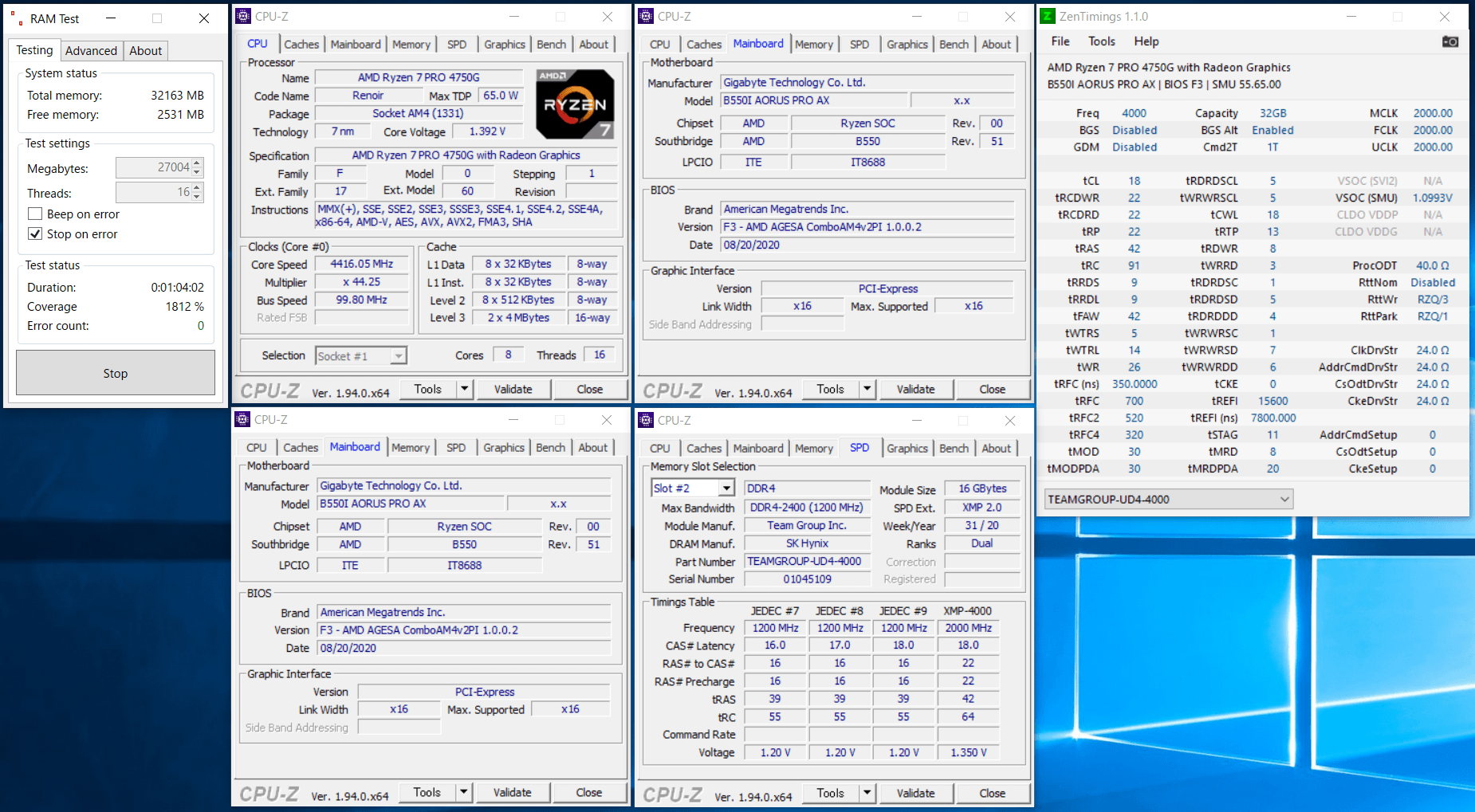 Team T-FORCE Dark Zα TDZAD432G4000HC18JDC01-AM_B550_G_Ramtest