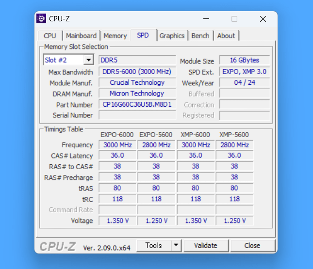 Crucial DDR5 Pro OC CP2K16G60C36U5B_spec (1)