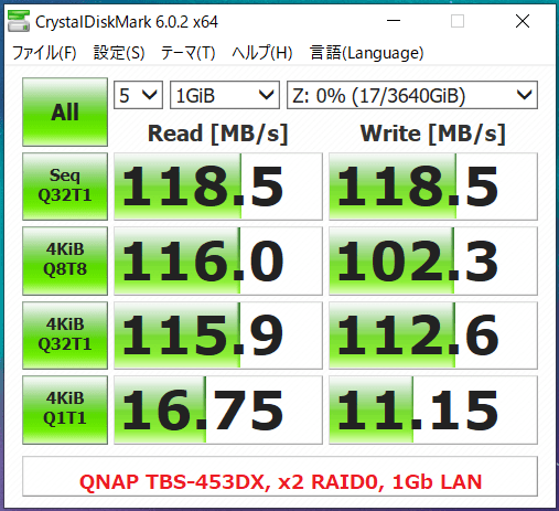 QNAP TBS-453DX_x2 RAID0_1Gb LAN