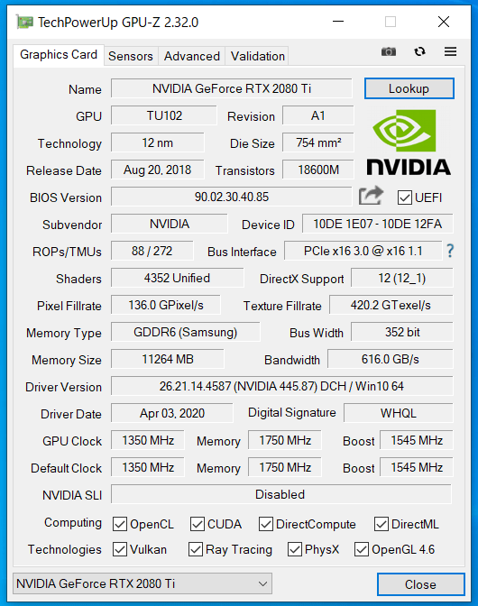 G-Master Hydro Z490_RTX 2080 Ti_GPU-Z (1)