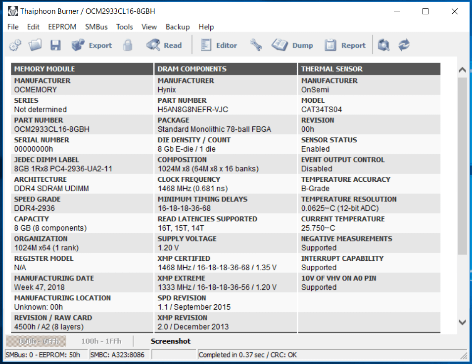 OCMEMORY OCM2933CL16D-16GBNH_spec