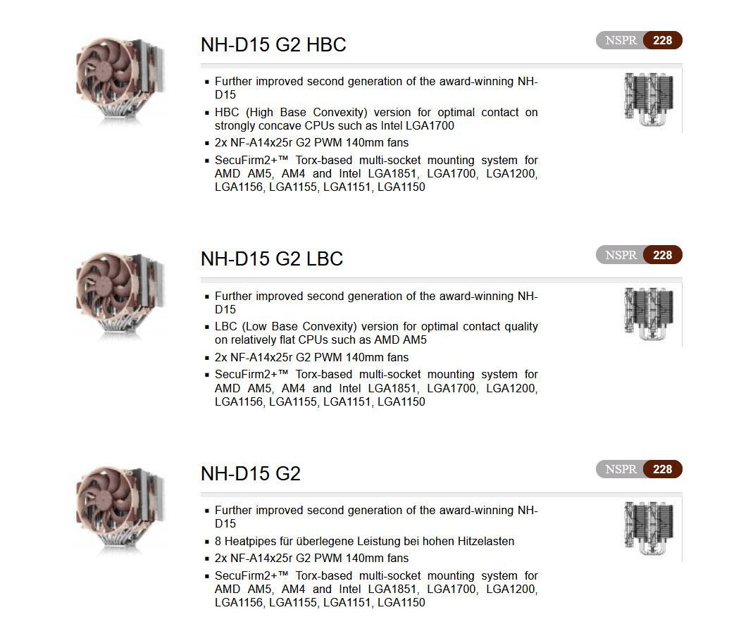 Noctua NH-D15 G2 HBC and LBC