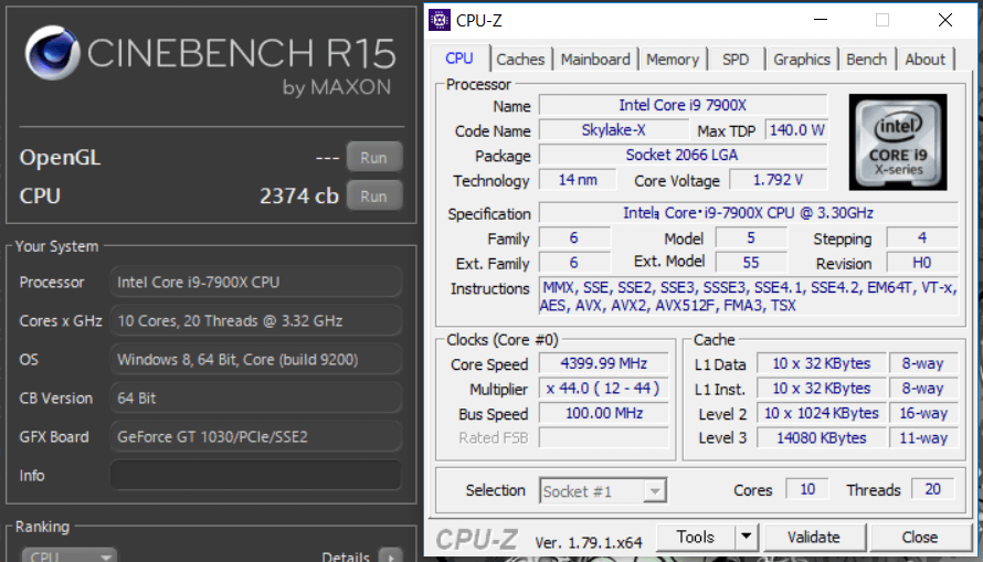 i9 7900X 4.4GHz cinebench
