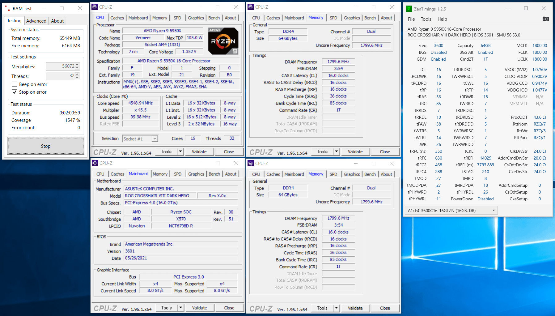 G.Skill F4-3600C16Q-64GTZN_X570_ramtest