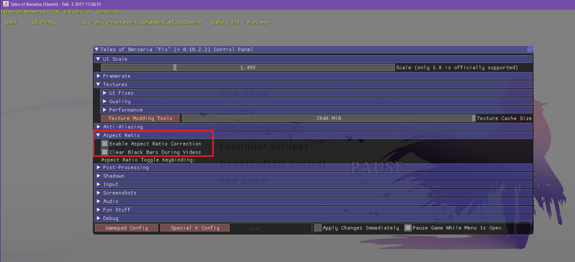 テイルズ オブ ベルセリア Pc版がmodで21 9ウルトラワイド解像度に対応 自作とゲームと趣味の日々