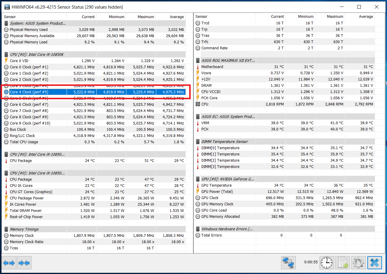 Intel Core i9 10850K_Boost-Clock_Single