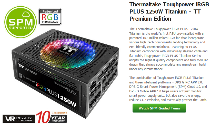 Thermaltake Toughpower iRGB PLUS 1250W Titanium