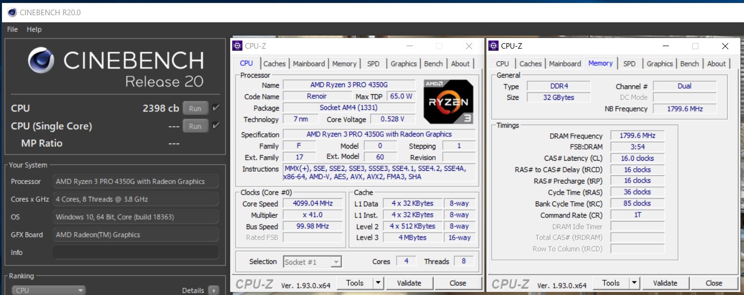 AMD Ryzen 3 PRO 4350G_Cinebench R20