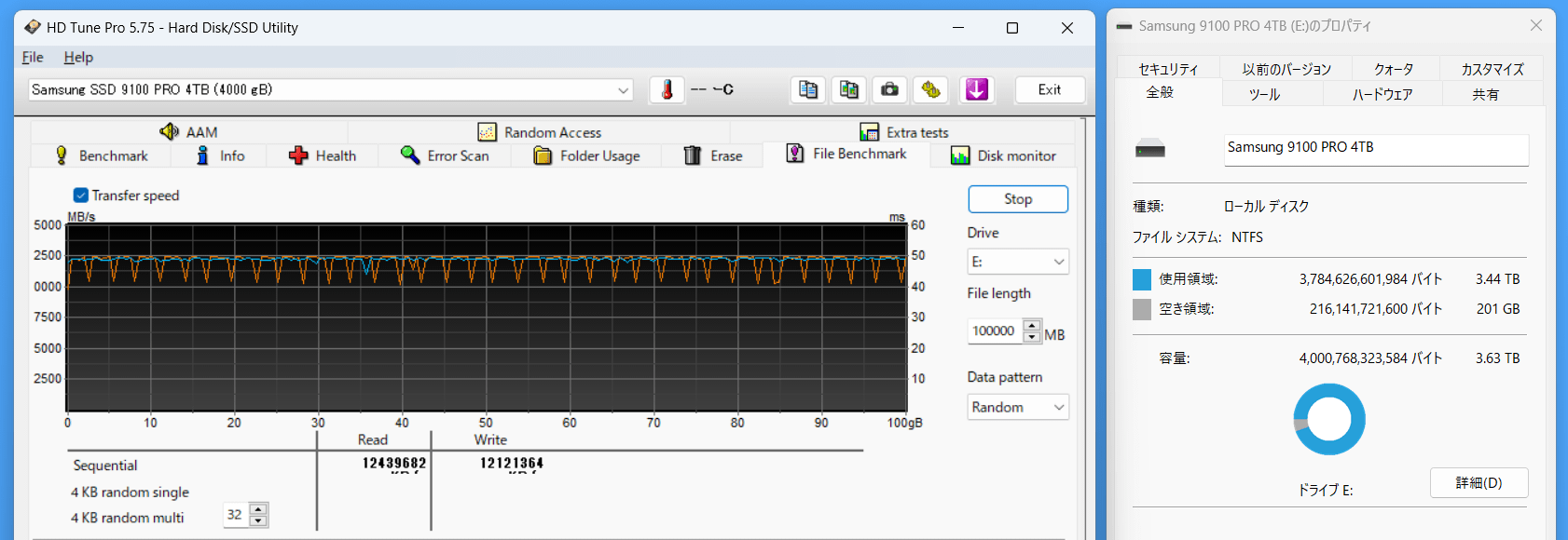Samsung SSD 9100 PRO 4TB_SLC Cache_200GB-Free