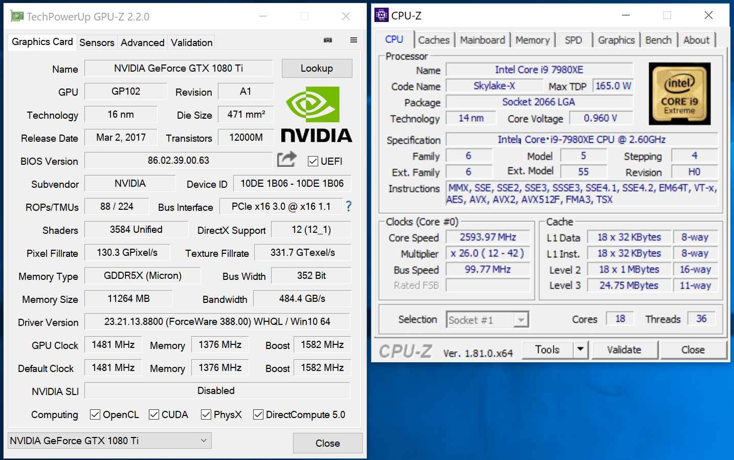 GALLERIA VZ-X i9-7980XE_GPU-Z