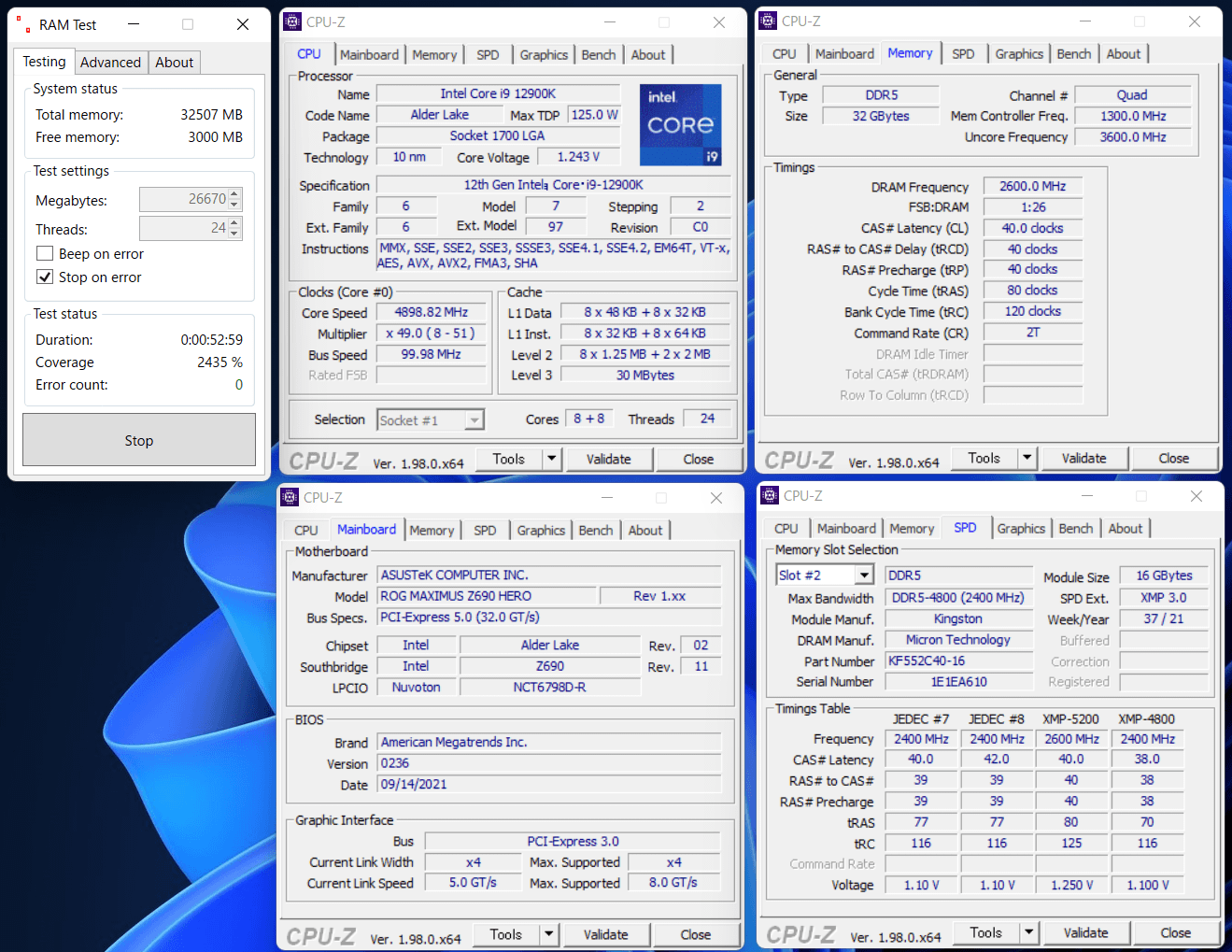 Kingston FURY Beast DDR5_ASUS RMZ690H_12900K_5200_C40