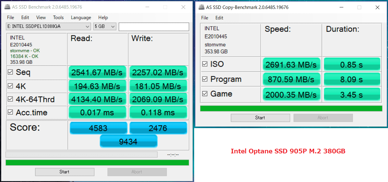 Intel Optane SSD 905P M.2 380GB_AS