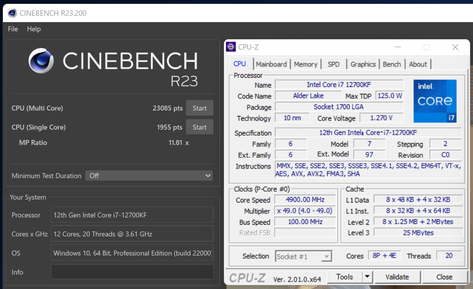 Intel Core i7 12700KF_Cinebench R23