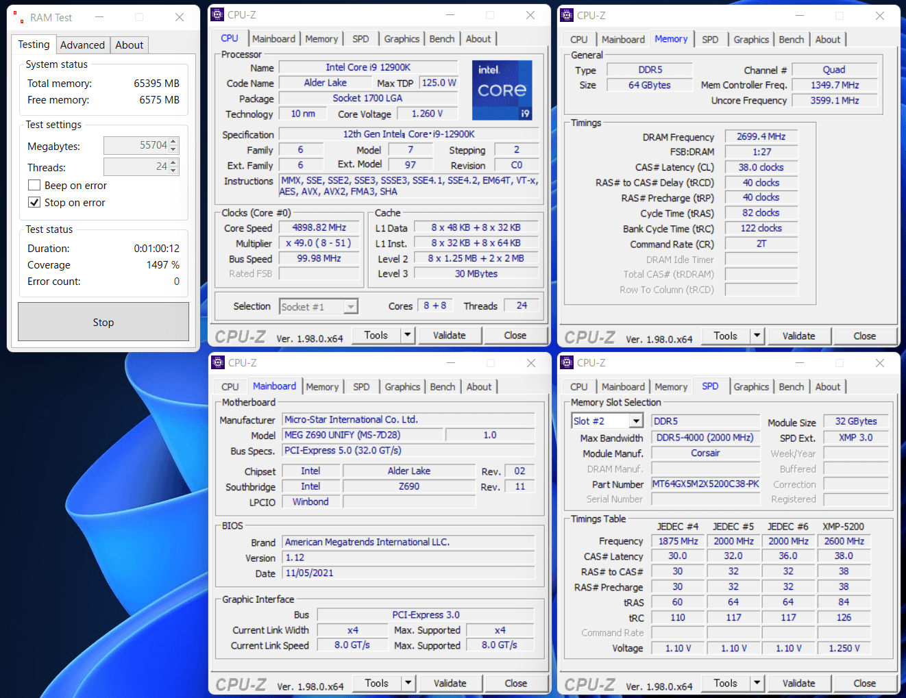 CMT64GX5M2X5200C38-PK1_MSI MZ690U_12900K_5400_C38_ramtest