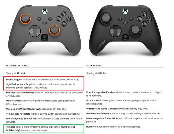 SCUF Instinct Pro vs instinct