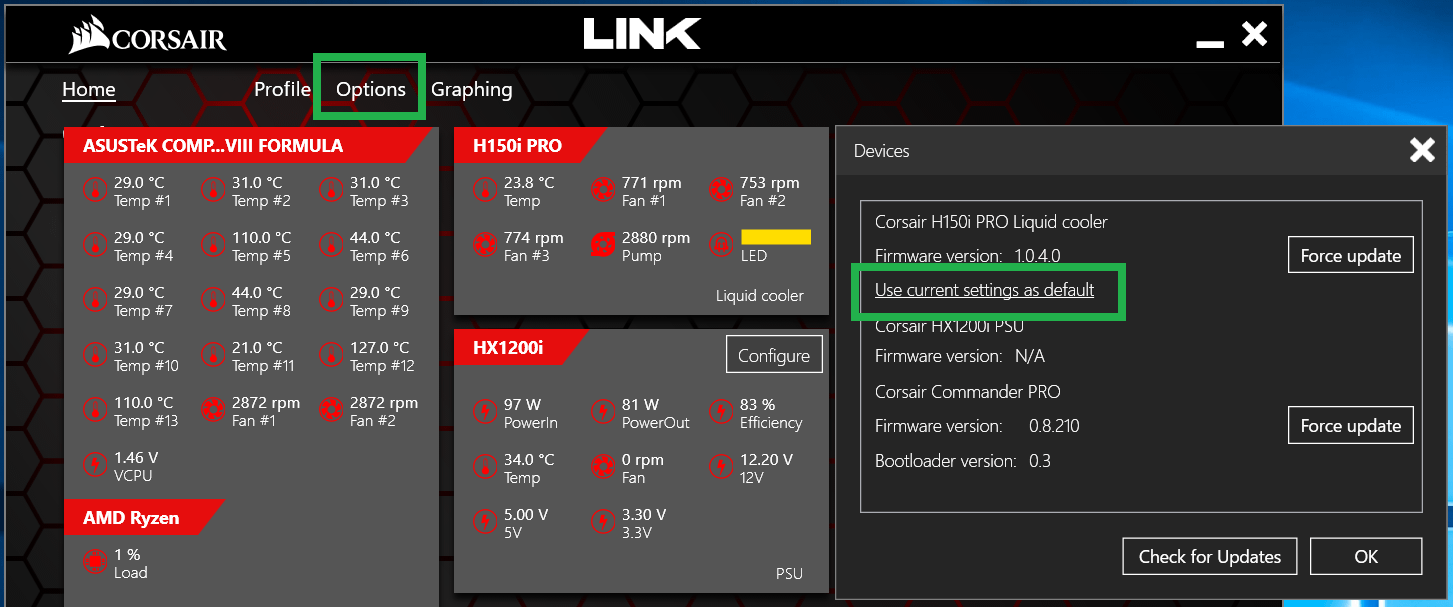 Corsair H150i PRO RGB_start-config