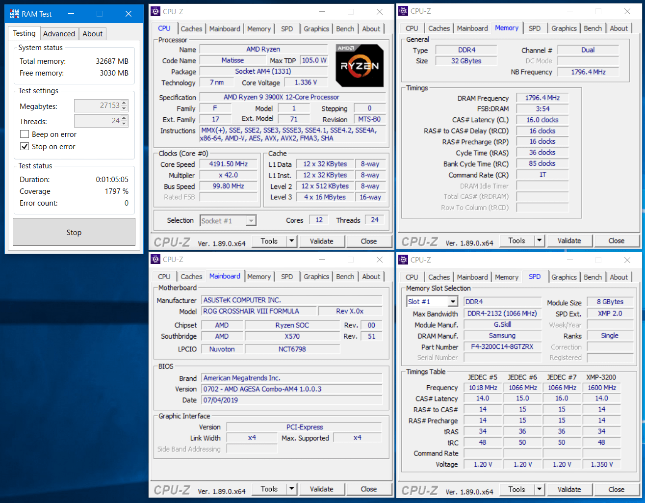 ASUS ROG CROSSHAIR VIII FORMULA_OC Test_RamTest