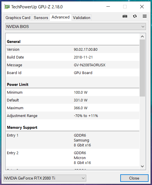 GIGABYTE AORUS RTX 2080 Ti XTREME WATERFORCE GPU-Z (3)