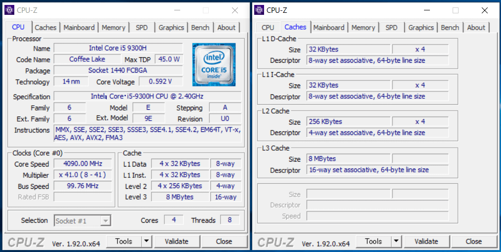 ZOTAC MAGNUS EN52060V_Core i5 9300H_CPU-Z