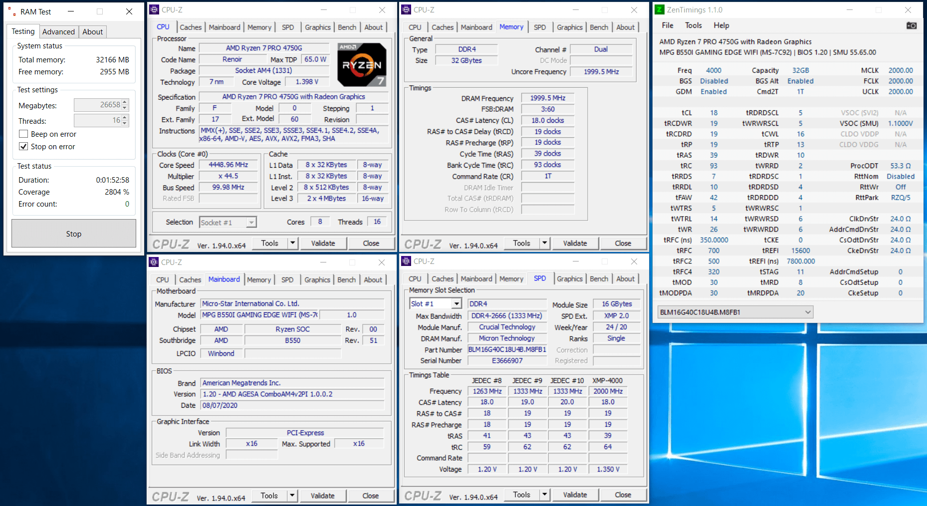 Crucial Ballistix MAX BLM2K16G40C18U4B_B550_M_Ramtest