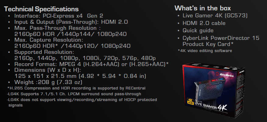AVerMedia Live Gamer 4K_spec
