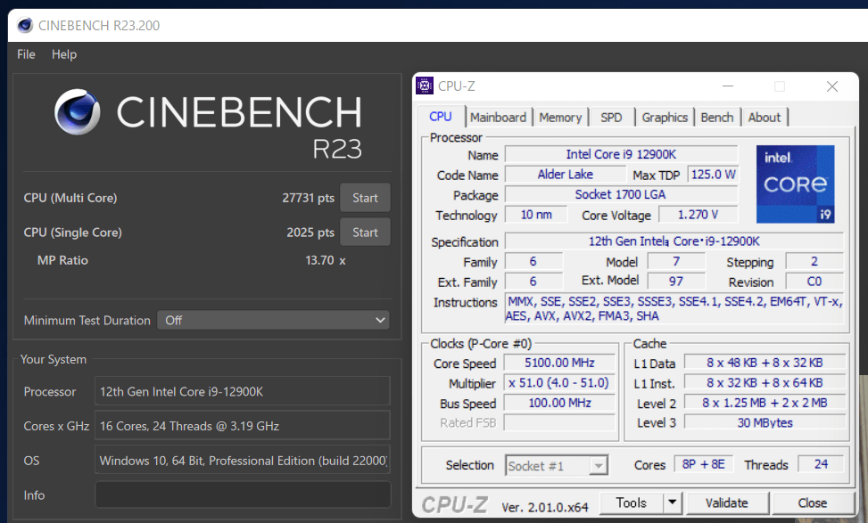 Intel Core i9 12900K_Cinebench R23