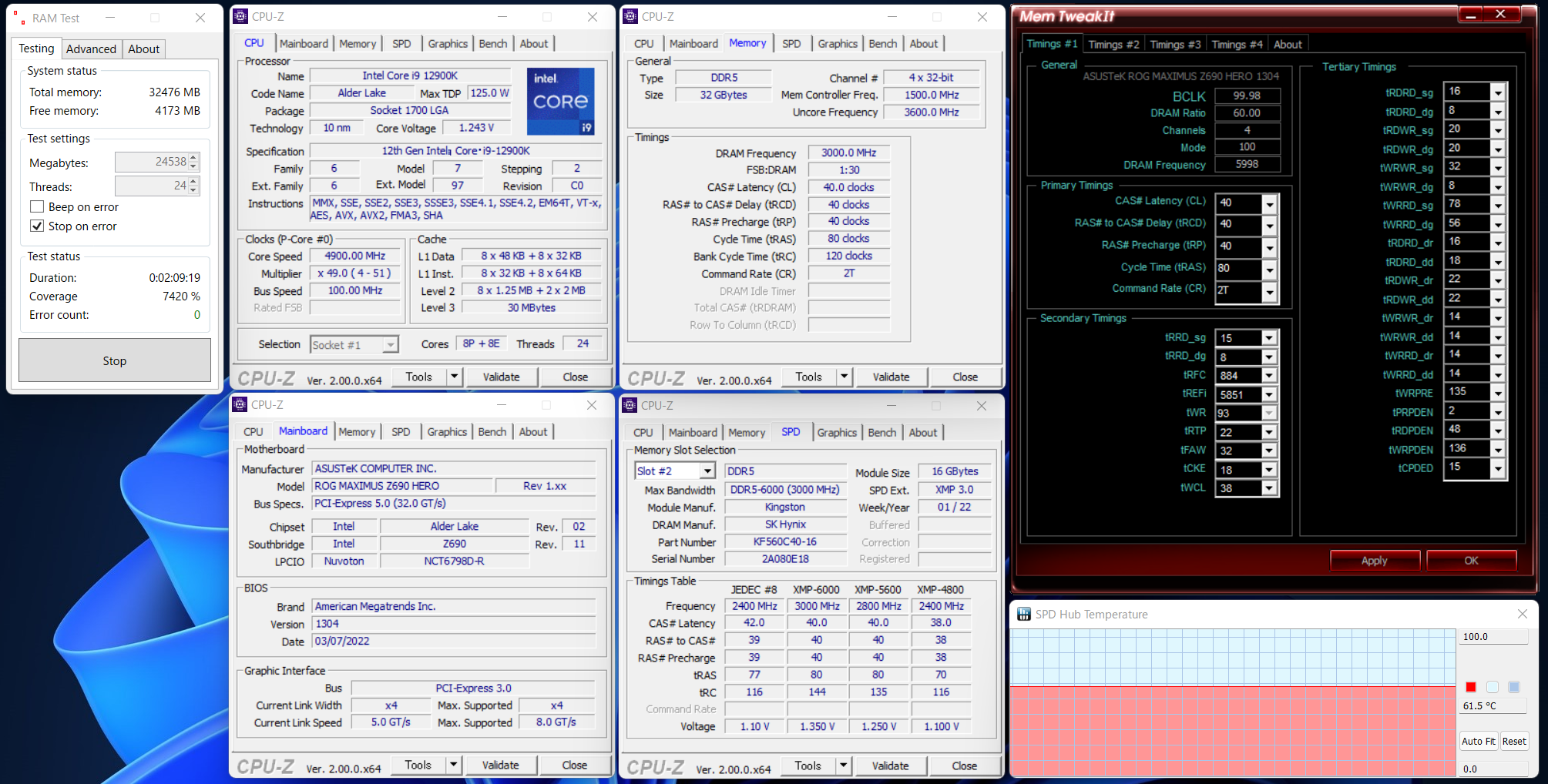 Kingston FURY Beast DDR5_ASUS MZ690H_12900K_6000_C40